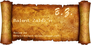 Balent Zalán névjegykártya